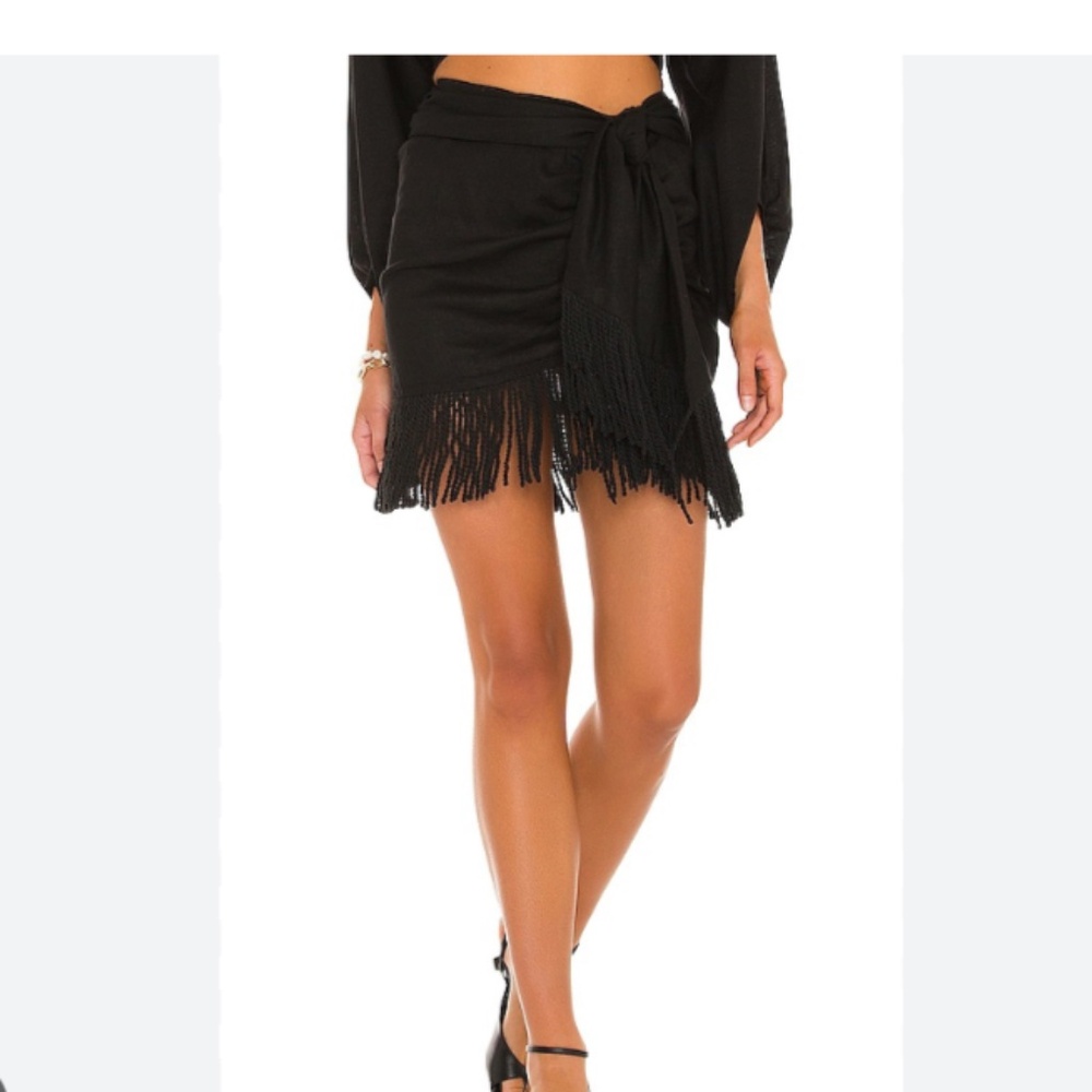 Black Fringe Mini Skirt - Brand